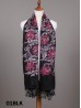 Multi-Colour Thread Flower Embroidery Pashmina Scarf W/ Tassels